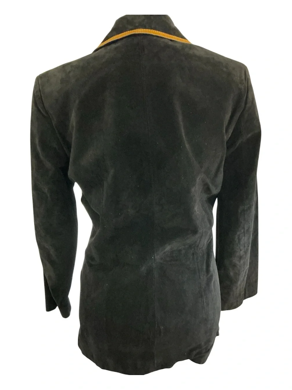 NWT Atlantic Beach Suede Leather Jacket Small Black Yellow Lace Up Western Boho